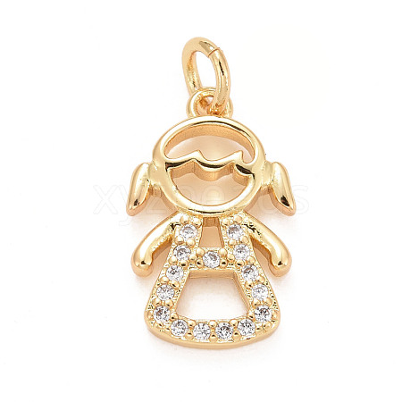 Eco-Friendly Brass Micro Pave Cubic Zirconia Pendants KK-M225-08G-1