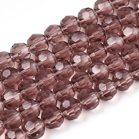 Faceted(32 Facets) Round Glass Beads Strands X-EGLA-J042-4mm-06-1