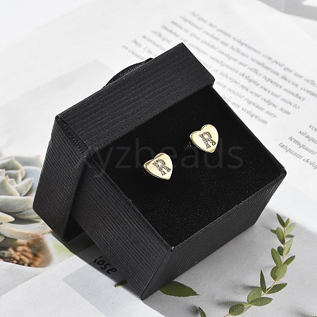 Rack Plating Brass Micro Pave Clear Cubic Zirconia Stud Earrings EJEW-K299-01G-R-1