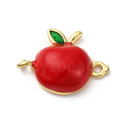 Brass Red Enamel Connector Charms KK-I276-13G-02-1