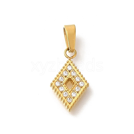 Ion Plating(IP) 304 Stainless Steel Micro Pave Cubic Zirconia Pendants STAS-H228-04G-06-1