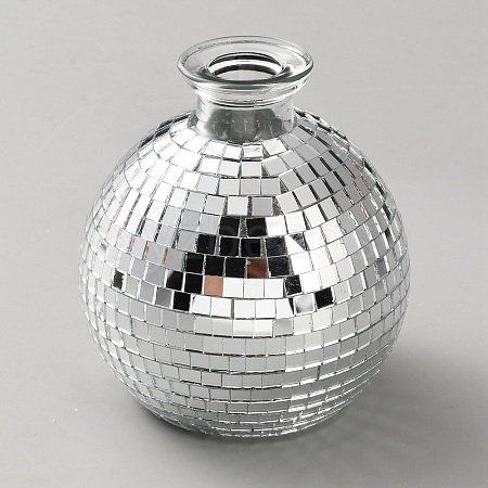 Glass Disco Ball Vase Ornaments AJEW-WH0481-04-1