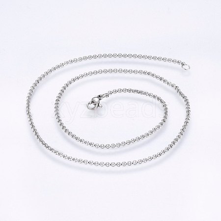 304 Stainless Steel Rolo Chain Necklaces NJEW-F221-04P-1
