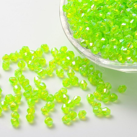 Bicone AB Color Plated Eco-Friendly Transparent Acrylic Beads LS-TACR-A003-6mm-35-1
