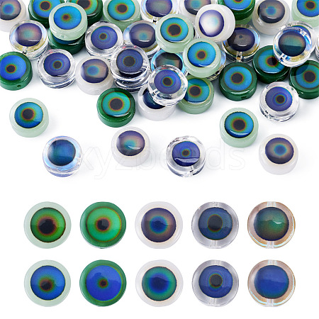 50Pcs 5 Colors Glass Beads GLAA-TA0003-80-1