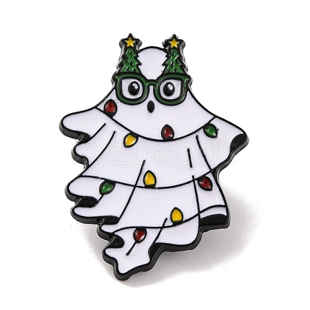 Christmas Theme Ghost with Glasses Enamel Pins JEWB-M043-06B-1