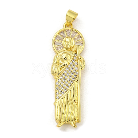 Priest Rack Plating Brass Micro Pave Cubic Zirconia Pendants KK-G513-89G-1