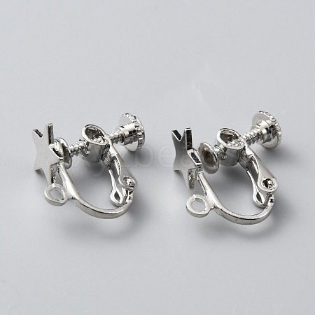 Star Brass Clip-on Earring Findings KK-TAC0005-02P-1