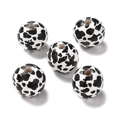 Printed Wood European Beads LS-X-WOOD-F011-06-1