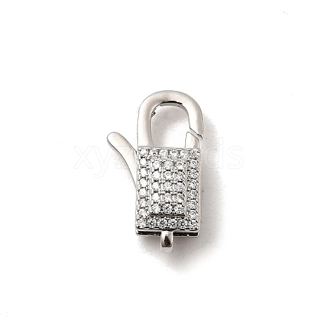 Brass Micro Pave Clear Cubic Zirconia Lobster Claw Clasps KK-A266-24A-P-1