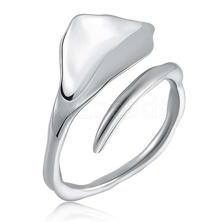 Rhodium Plated 925 Sterling Silver Triangle Open Cuff Ring for Men Women JR882A-1