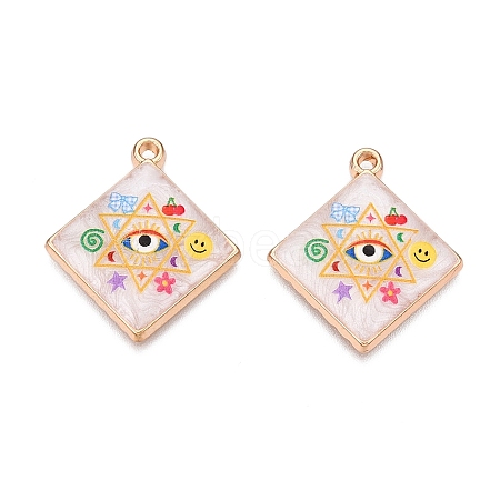 Printed Rack Plating Alloy Enamel Pendants ENAM-T020-05E-1