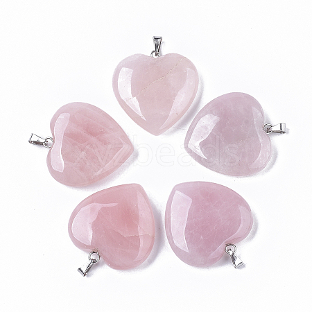 Natural Rose Quartz Pendants X-G-S364-006-1