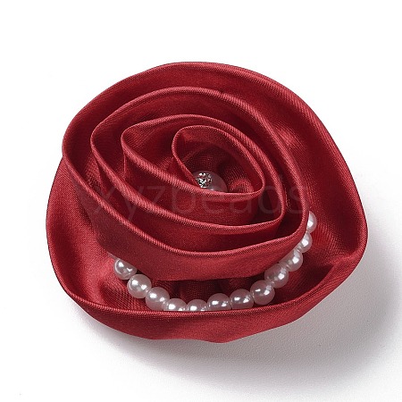 Flower Cloth with Plastic Pearl Brooch Pin JEWB-K013-01P-02-1