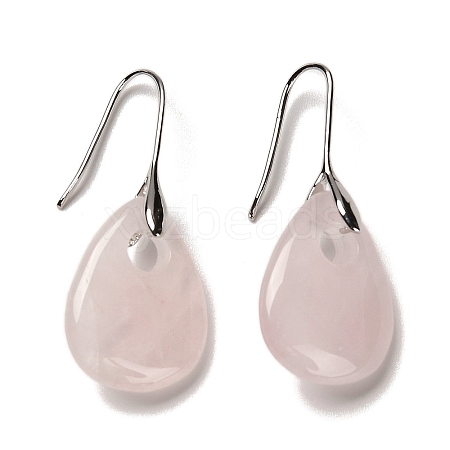 Natural Rose Quartz Teardrop Dangle Earrings EJEW-I315-02P-04-1