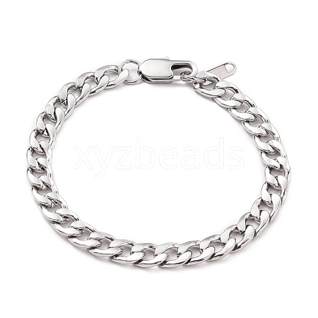 Women' s Fashionable 304 Stainless Steel Cuban Link Chain Bracelets BJEW-JB05657-01-1