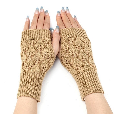 Warm Knitted Acrylic Fiber Half Sleeve Gloves PW-WGFF8D0-08-1