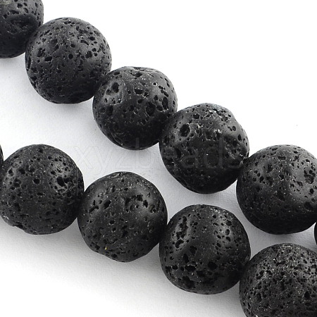 Natural Lava Rock Gemstone Round Bead Strands X-G-R285-12mm-06-1