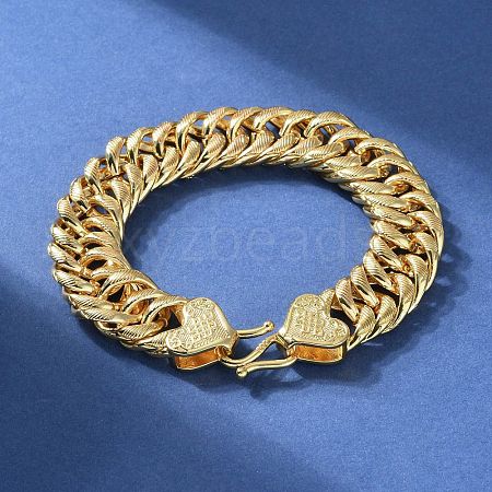 Brass Cuban Chain Bracelets for Women Men BJEW-R016-01G-02-1