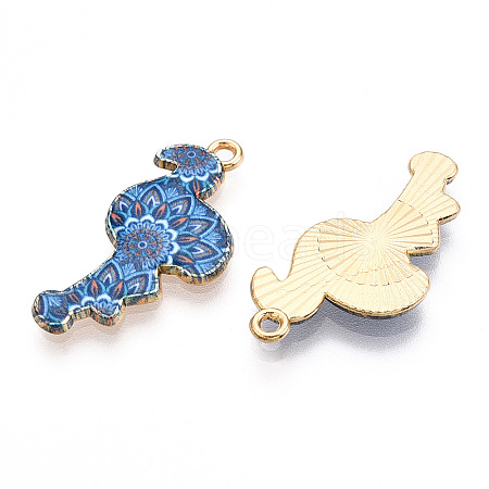 Printed Light Gold Tone Alloy Pendants ENAM-N056-210D-1