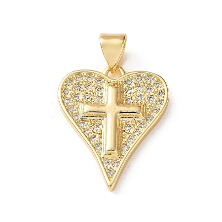 Brass Micro Pave Clear Cubic Zirconia Pendants CU-CBA03AF-09D-G-1