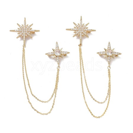 Star with Tassel Chain Brooch Pin JEWB-K006-12G-1