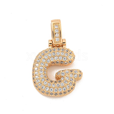 Brass Micro Pave Clear Cubic Zirconia Pendants KK-B099-01G-G-1