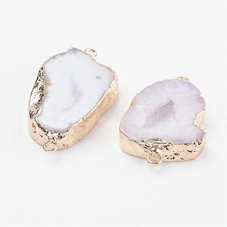 Electroplate Natural Druzy Geode Quartz Crystal Links connectors G-K189-04D-1