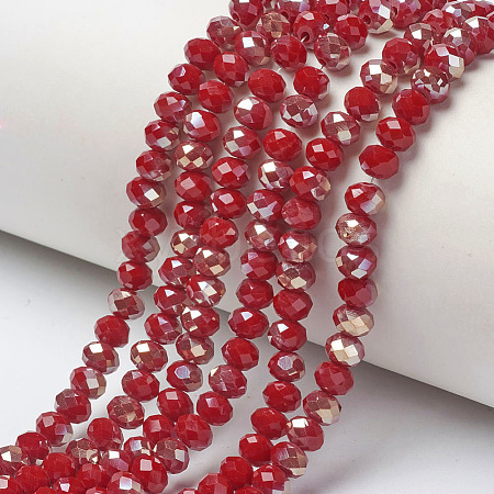 Electroplate Opaque Solid Color Glass Beads Strands EGLA-A034-P4mm-K02-1