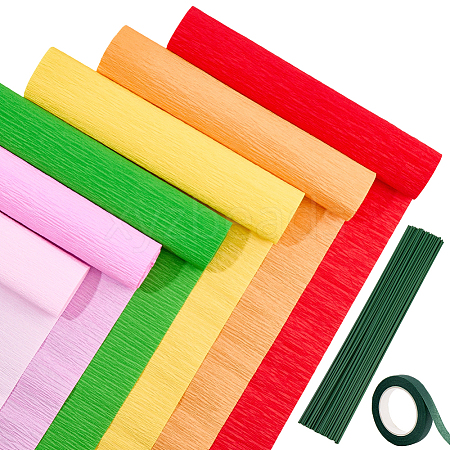 6 Rolls 6 Colors Handmade Crepe Paper DIY-CP0012-89E-1
