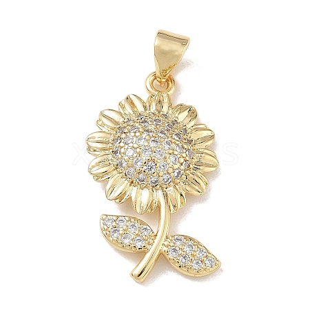 Brass Micro Pave Clear Cubic Zirconia Pendants KK-A303-07A-G-1
