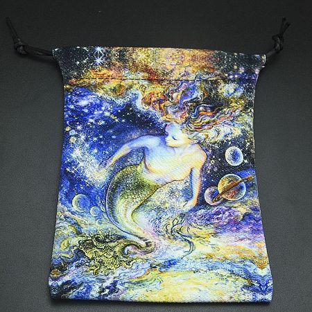 Double-Sided Printed Velvet Tarot Cards Storage Drawstring Bags ZODI-PW0002-02C-1