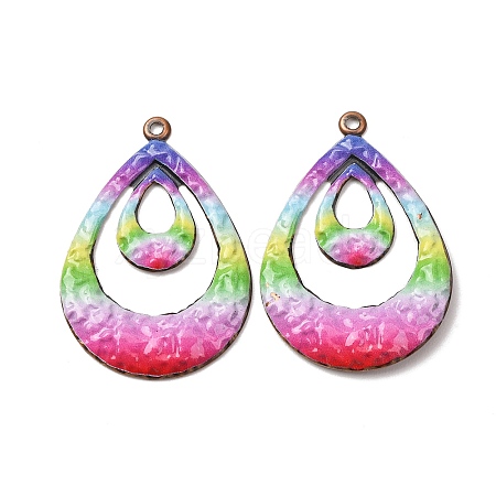 Rainbow Color Printed Iron Pendants RN-CBA3547-03D-1