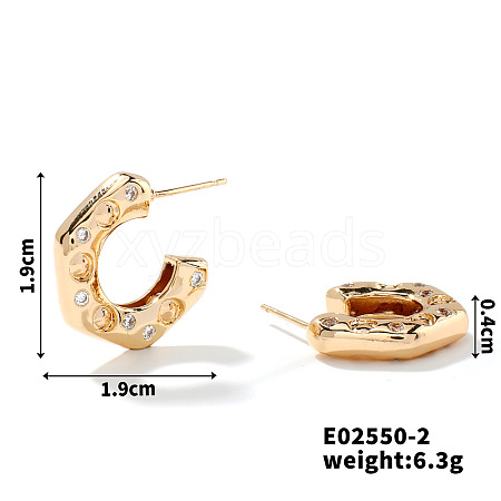 Copper Geometric Micro Zircon Stud Earrings KI5789-2-1