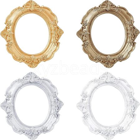 4Pcs 4 Colors Oval Retro Resin Photo Frames AJEW-FG0001-48-1