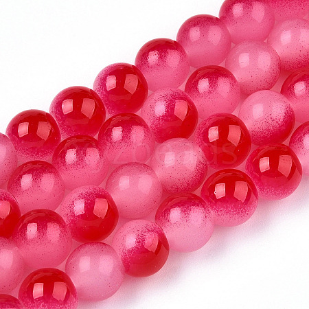Baking Paint Imitation Jade Glass Round Bead Strands X1-DGLA-N003-6mm-06-1