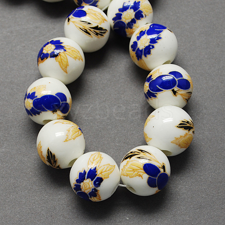 Handmade Printed Porcelain Beads PORC-Q199-12mm-04-1