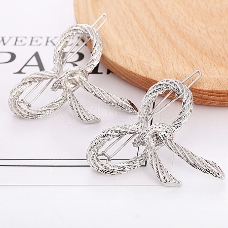 Bowknot Alloy Hair Barrettes AJEW-A056-03B-P-1