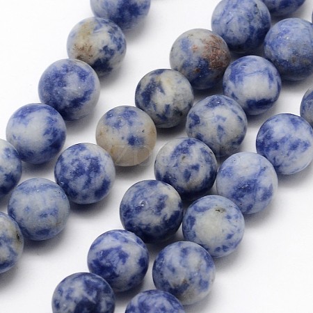 Natural Blue Spot Jasper Round Bead Strands G-D679-8mm-1