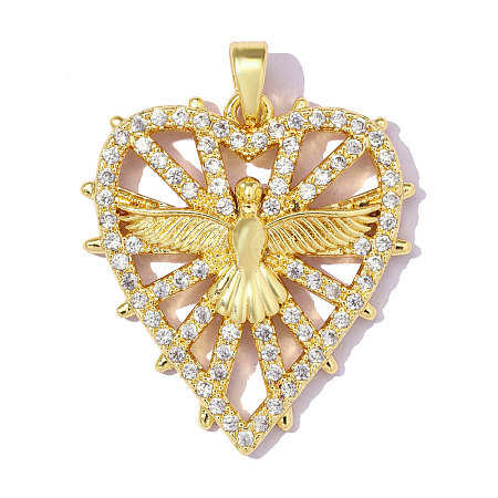 Brass Micro Pave Clear Cubic Zirconia Pendants CU-OY001-44G-1