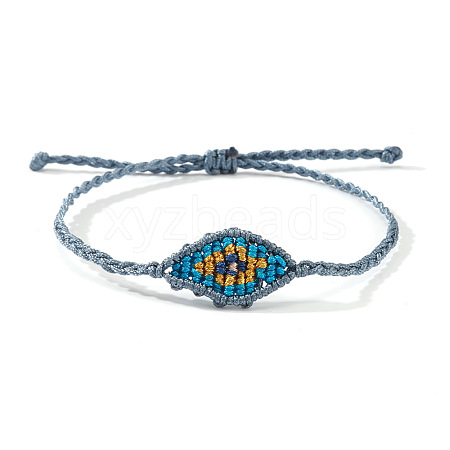 Adjustable Evil Eye Polyester Cord Braided Bracelets for Men Women BI7988-15-1