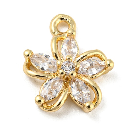 Brass with Clear Cubic Zirconia Charms LS-KK-G478-02C-KCG-1
