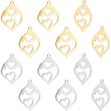 Unicraftale 12Pcs 2 Colors 201 Stainless Steel Pendants STAS-UN0040-19-1