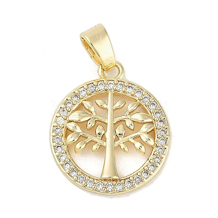 Rack Plating Brass Micro Pave Cubic Zirconia Pendants KK-H509-20G-02-1