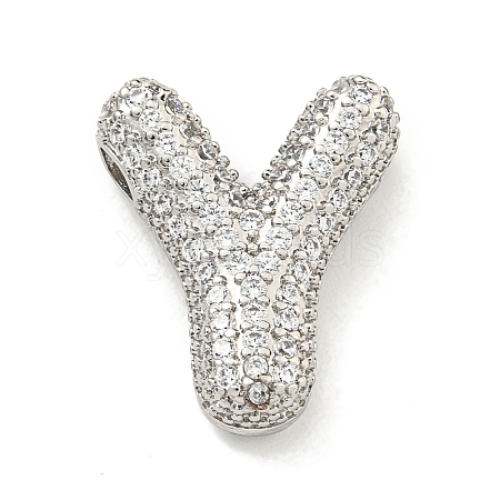 Platinum Plated Brass Micro Pave Cubic Zirconia Pendants KK-L073-001P-Y-1