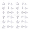60 Sets 6 Style Crown & Cross & Swan & Vortex Transparent Resin Stud Earrings for Women EJEW-BG0001-02-1