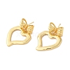 Heart & Bowknot Brass Dangle Stud Earrings EJEW-G382-04G-1