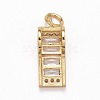 Rack Plating Brass Clear Cubic Zirconia Pendants KK-M229-14G-2