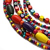 Handmade Wood Beads Multi-Layer Necklaces & Dangle Earrings Set SJEW-A001-01B-3