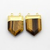 Gemstone Point Pendants with Golden Tone Brass Findings G-P053-G32A-1